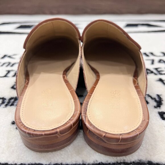 Michael Kors Charlton Crocodile-Embossed Leather Mules Slide - Cognac - Picture 4 of 8